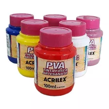 Kit 5 Unid Tinta Pva Acrilex Fosca P/ Artesanato 100 Ml Cada