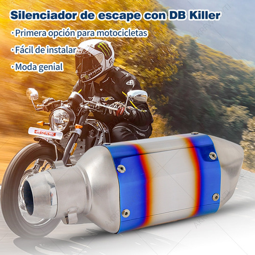 Escape Silenciador Moto Deportivo Universal 25 Cm Doble Azul Foto 2