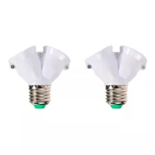 2x Soquete E27 Duplo Adaptador Bocal Y Lampada Duplicador