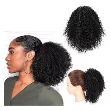 Curto Afro Curly Rabo De Cavalo Pedaço De Cabelo Preto