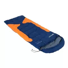 Saco De Dormir Confortável C/ Ziper Nautika Camping Algodão Cor Azul E Laranja Localização Do Zíper Direita