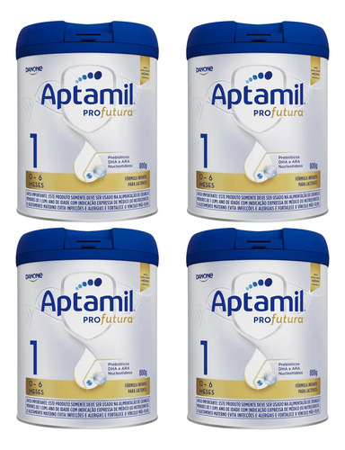 Fórmula Infantil Em Pó Sem Glúten Danone Aptamil Profutura 1 Em Lata - Kit De 4 De 800g - 0 A 6 Meses Sem Sabor