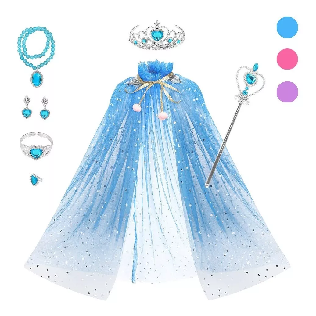 Disfraz De Princesa Frozen Elsa Niña Vestido De 7 Piezas