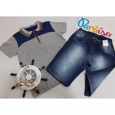 Conjunto Paraiso Menino Infantil Luxo Tam 4 6 8 10 Cod 8718