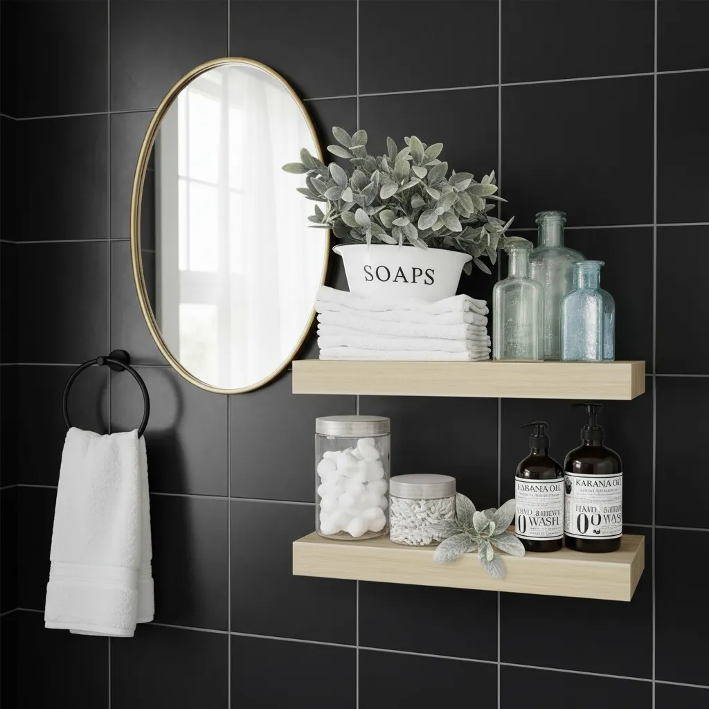 Repisas Para Baño Montaje En Pared Kit X2 Estantes – variante Marrón claro