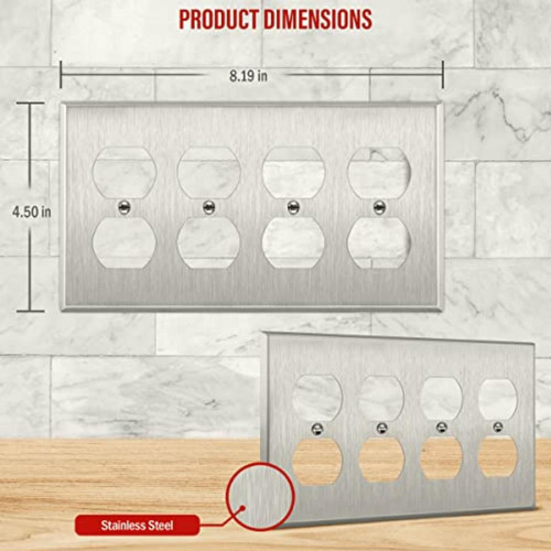 Enerlites Duplex Receptacle Outlet Stainless Steel Wall Foto 2