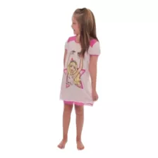 Camisola Infantil Menina Rosa Com Renda Estampa Barbie