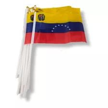Set De 6 Banderas De Venezuela Pequeña 14x21 Cm Con Escudo
