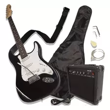 Guitarra Eléctrica Amplificador Accesorios Tipo Stratocaster Color Negro