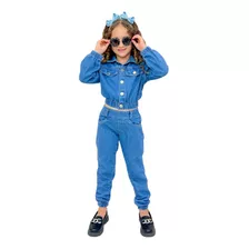 Conjunto Infantil Inverno Jaqueta E Calça Jeans Mini Diva