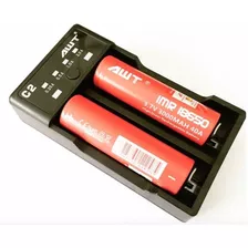 Kit Carregador Awt C2 + 02 Bateria Awt 18650 3,7v 3000 Mah
