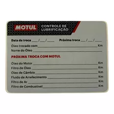 Etiqueta Quilometragem Troca De Óleo Motul 5 Unidades