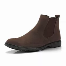 Bota Masculina Chelsea Casual Em 100% Couro Camurça Botina