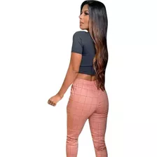 Calça Femenina Jogger Bengaline Xadrez Bolso Infantojuvenil