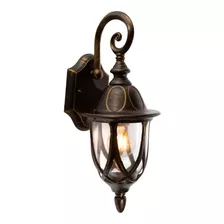 Farol De Pared Negra Y Dorado 100w E27 1 Luz 