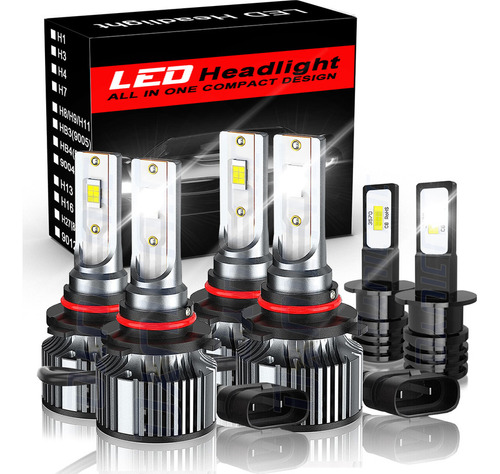 Carcasa De Faros Cuadrados De 7 Pulgadas + 9003/h4 Led Faros