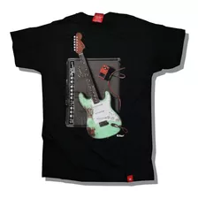 Remera Guitarra Fender Con Amplificador Rock 100% Algodón