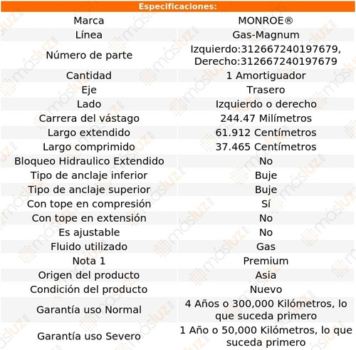 (1) Amortiguador Tra Gas-magnum Gas Der O Izq D350 81/93 Foto 2