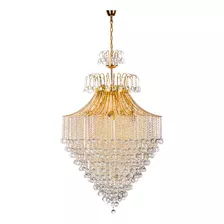 Candil De Cristal Cortado K9 De Alto Brillo Gamalux Europa Venecia De 18 Luces E26 Dorado