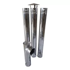 Kit Chaminé Para Fogão A Lenha Aço Inox 3 Canos + Joelho Tee