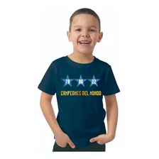 Remera Niño Campeones Del Mundo Estrellas Fecha Afa Azul