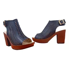 Zapatilla Casual Mujer Tacon Sandalia Zueco Tipo Piel Oferta