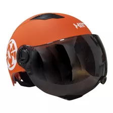 Set Casco Abierto Abatible Motociclista Doble Gafas Visor Color Naranja Diseño N/a Tamaño Del Casco Unitalla