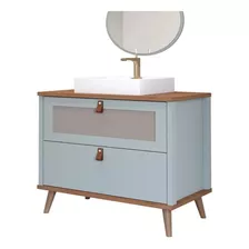 Gabinete Para Banheiro Com Cuba Veneto 80 Cm Pistache/freijo Cor Do Móvel Pistache / Freijo