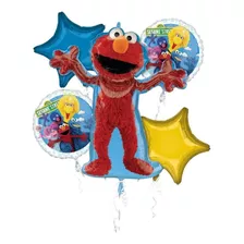 Ramo De Globos De Aluminio De 5 Piezas De Elmo Y Sus Amigos