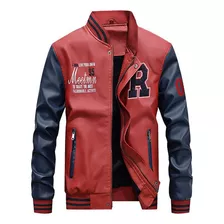 Chaqueta Informal Uniforme Béisbol Cuero Hip Hop Para Hombre