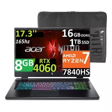 Acer Nitro 5 17 2k Qhd+ Ryzen 7, 16gb 1tb Ssd Rtx4060 8gb