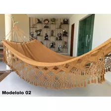 Rede De Dormir Descanso Casal Luxo Bucho De Boi Reforçada Cor Caramelo Liso - Modelo 02