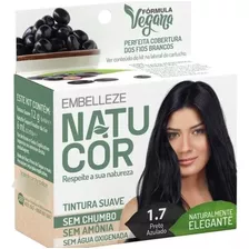 Kit Tintura Natucor Tinta De Cabelo Tom 1.7 Preto Azulado Para Cabelo X 12g