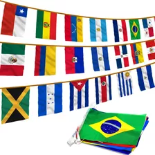 Banderas Latinas Anley, Poliéster, Cuerda Con 21 Paises