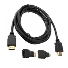 Kit Cabo Hdmi 4x1 Adaptador Mini E Micro Hdmi Multifuncional