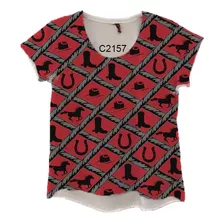 Blusa Feminina Xadrez Objetos Rodeio C2157