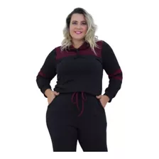 Conjunto Moletom Feminino Plus Size G1 G2 E G3 Malha Crepe