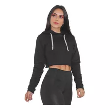 Casaco Liso Preto Feminino Moletom 