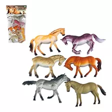 Kit 10 Cavalos Mini Animais Selvagens Mini Fazenda Coloridos