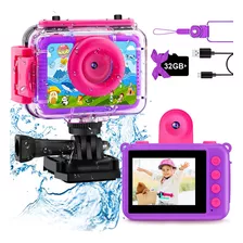 Camara Digital, Impermeable Para Niños, Giratoria 20mp