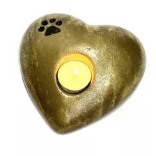 Urna Pet Cinzas Coração Dourado Com Vela