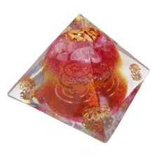 Orgonite Pirâmide Raio Rosa Mestra Rowena Quartzo Rosa 6cm