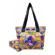 Bolsa Feminina Com Necessaire Tropical Geométrica Magicc 206