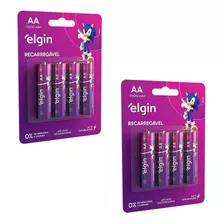 Kit 2 Cartelas Pilha Recarregavel Aa 2500mah C/4 Elgin 82173