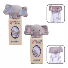 Naninha Para Bebê Com Porta Chupeta Bichinho Elefante Rosa