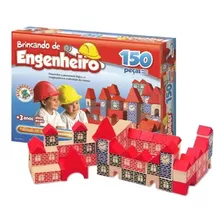 Jogo Engenheiro Brinquedo Madeira 150pç Educativo Xalingo