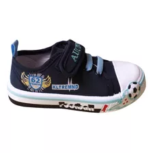 Tenis Bebé Lona Sport Tallas 12 A 15 Con Velcro Niño Denali