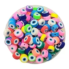 Pack 20 Dijes Pasantes 10mm Fimo Ojitos Turcos Color Surtido