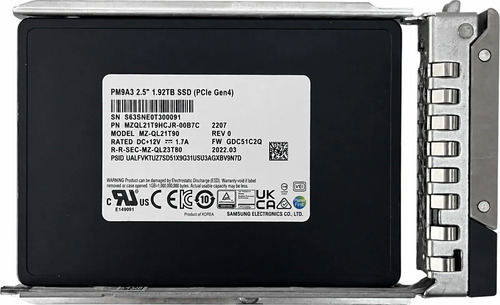 Novo Ssd Samsung Pm9a3 1.92tb 2,5 U.2 Pcie 4.0 Nvme Preto