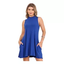 Vestido Curto Soltinho Gola Alta Rodado Do P Ao G2 Barato 